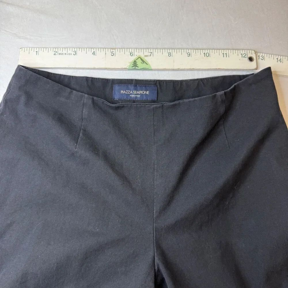 Piazza Sempione Women's 40 IT 4 US Black Bootleg Flare Cotton Dress Pants‎